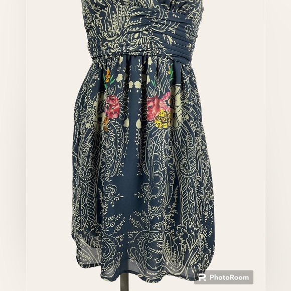 UO Staring At Stars Blue Paisley & Floral Spaghetti Strap Babydoll Dress Women 0 - Picture 7 of 8